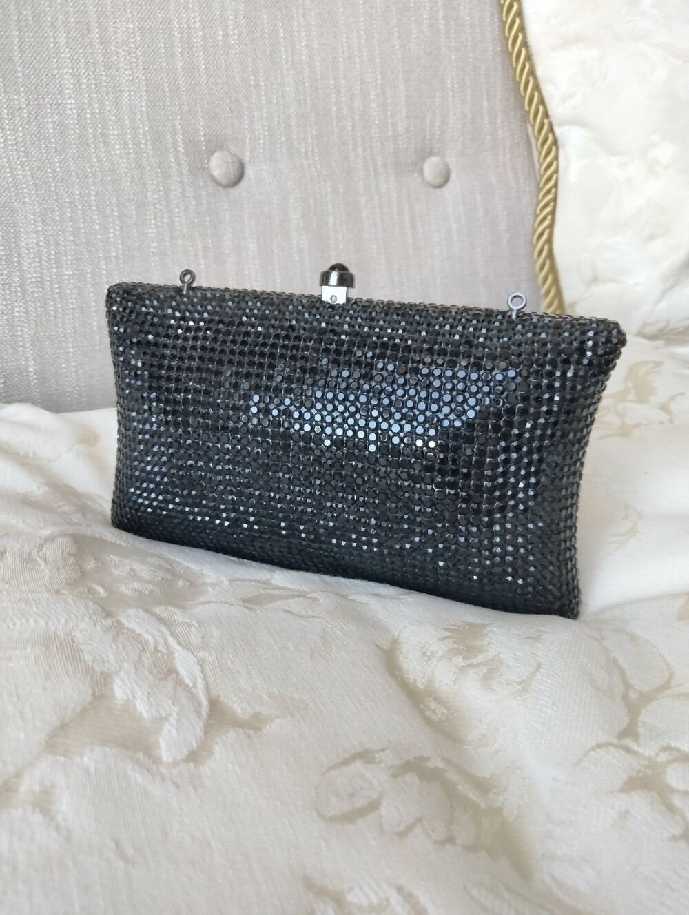 Black Austrian Crystal  Evening Clutch